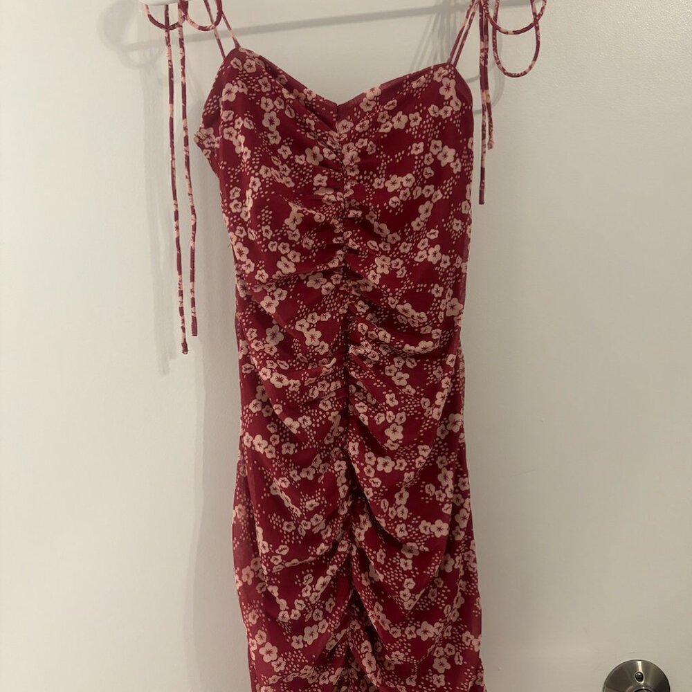 Bailey Rose Size XS Mini Pink Floral Ruched Dress